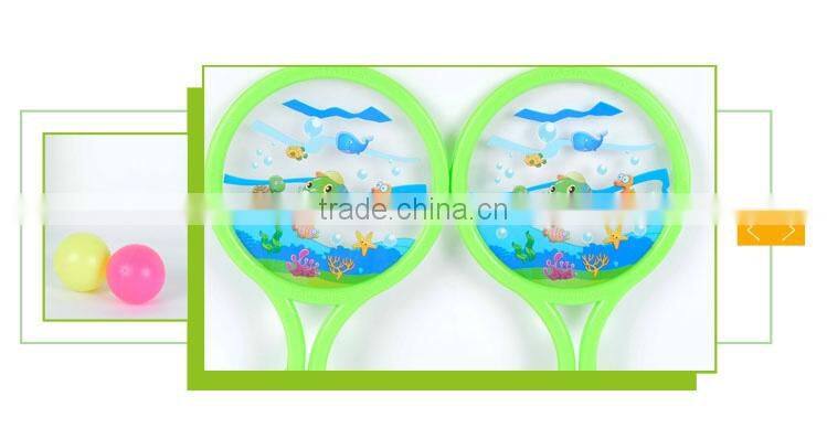 New design children outdoor sport set cartoon plastic beach ball racket