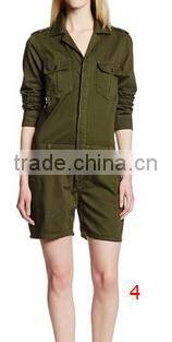 plus size Women's Military Shortall 100% cotton jeans long sleeve jumpsuit and rompers autumn /spring wear
