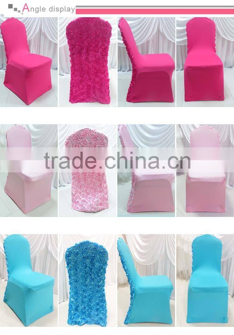 3D Baby pink rosette flower back spandex lycra chair cover