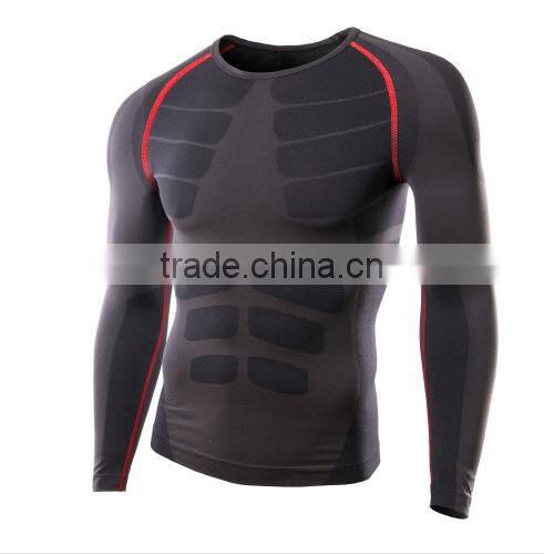 2016 Men Running Cycling Tight Sportswear Long Sleeve Breathable Quick-Dry Basketball Jersey Compression Shirt