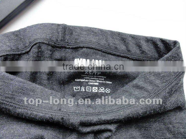 100% merino wool thermal underwear of women charcoal crew&pant long johns