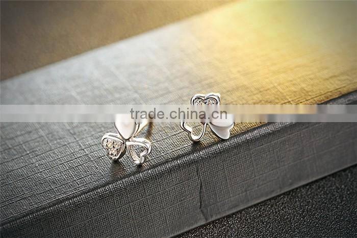 925 sterling silver Lucky clover classic Smart stud earring wholesale for ladies