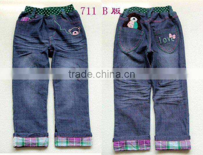 Hot-selling latest blue Cotton tight jeans for baby girls