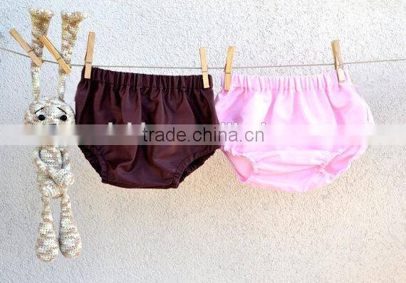 Cute baby cotton bloomer pure color diaper cover with bowknot headband for infants