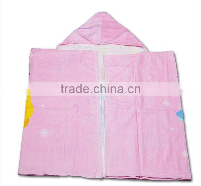 Fast delivery reactive printed 100 cotton velour kids beach towel poncho