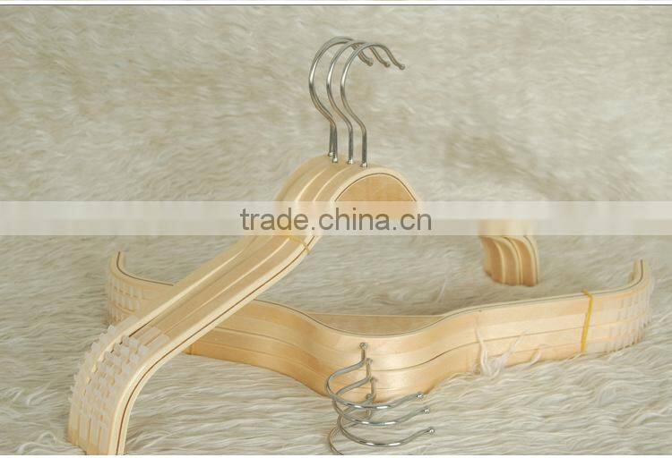 Multifunctional wood coat hanger with 2 durable clips strong wood pants hanger