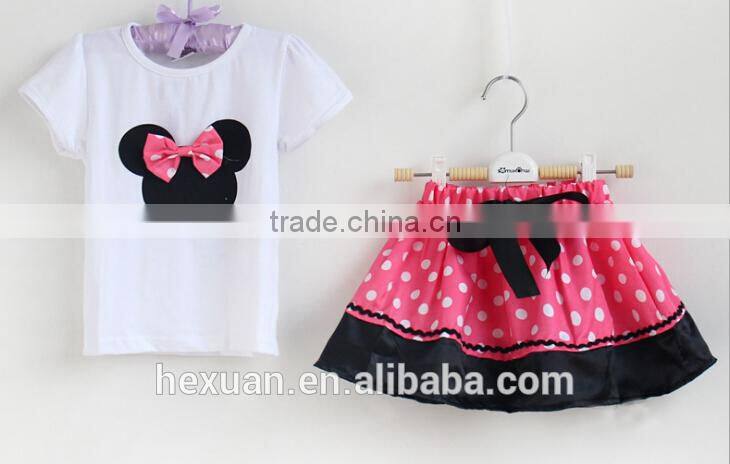 S80002T, baby Clothing sets , Summer New Children Girl's 2PC Sets Skirt Suit dots skirt dots pants girls cartoon clothes