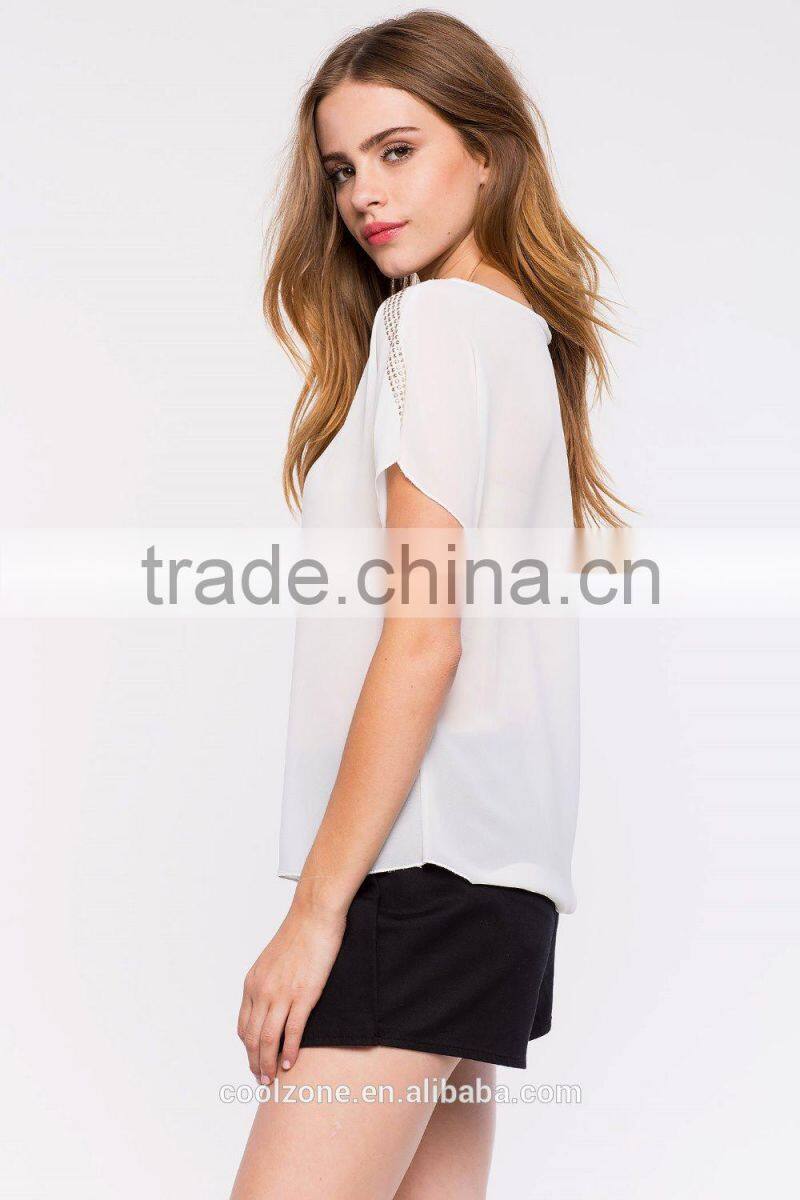 Online shopping women clothes fashion embellished lady blouse