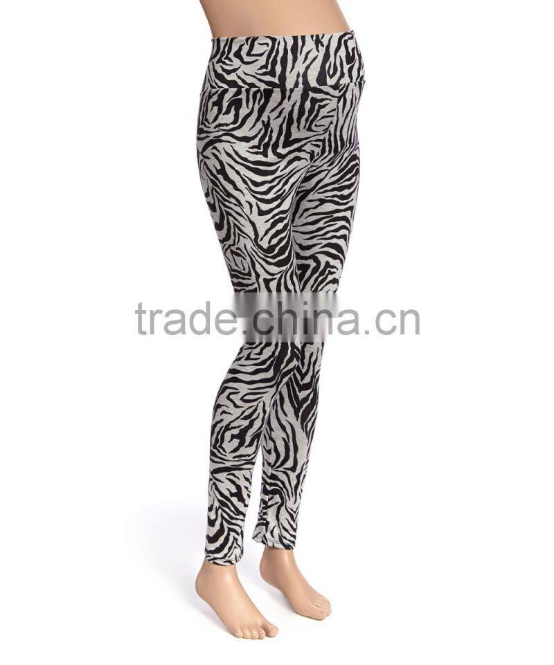 Fashionable Maternity Pants With Due Time Gray Zebra Over-Belly Maternity Leggings Trousers Women Wear WP80817-19
