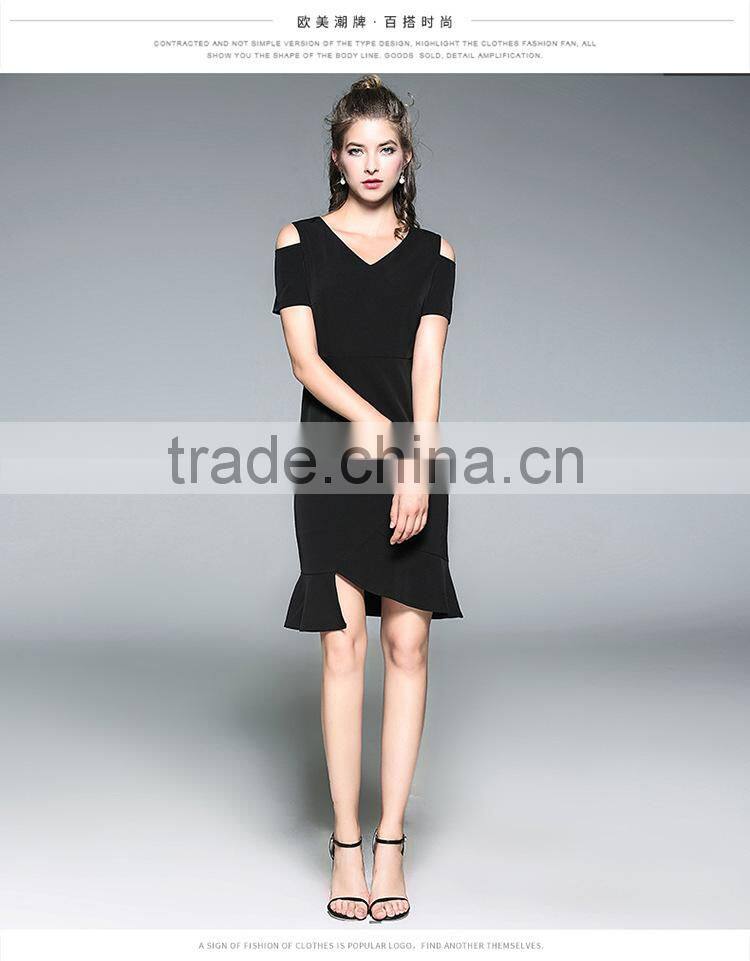 Dressing sexy for women party specital occasion round-color black solid color Fishtail dresses