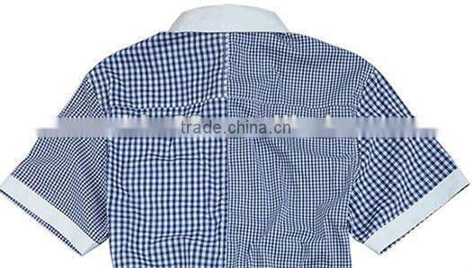 contrast color check shirts men shirts with pocket