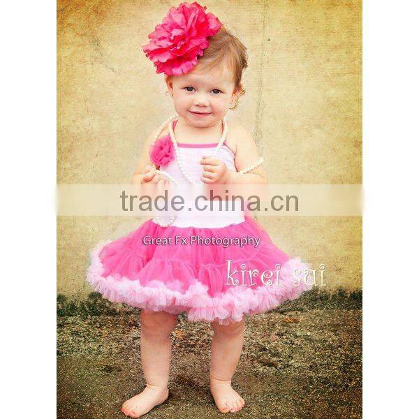 Girls One Piece Hot Light Pink Standard Pettidress with Rosette