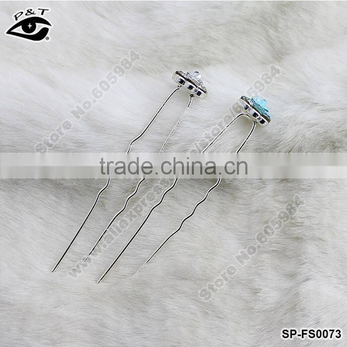 6.5CM Flower Crystal Hair Sticks Rhinestones Hair Pin Wedding Accessories