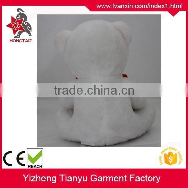 white plush stuffed bear soft toy, teddy bear shaped plush valentine day bear with heart for girl