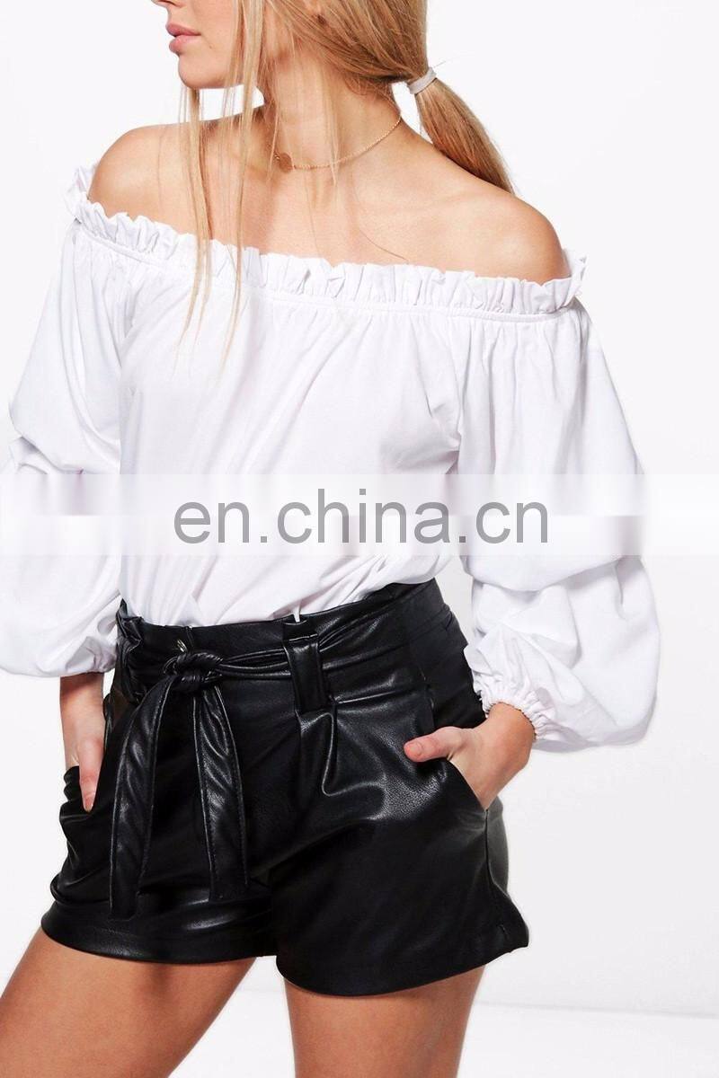 Off Shoulder Long Ruffle Sleeve Bardot Top Woman