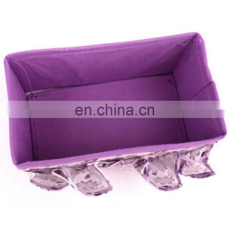 Non Woven Promotional Purple Foldable Cosmetic Storage Box