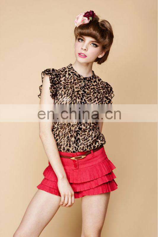 Japanese style characteristic layered ruffles jeans skirt shorts latest designs photos