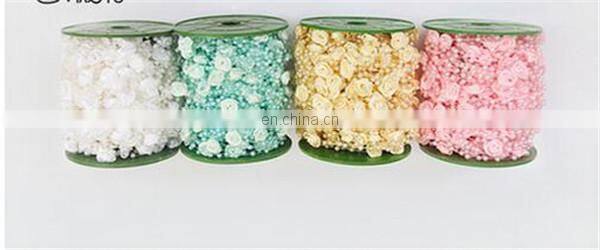 30meters/roll 4mm Handmade Rose Flower Fish Line Garland Hanging Bead Chains Wedding Bridal Hair Accessory
