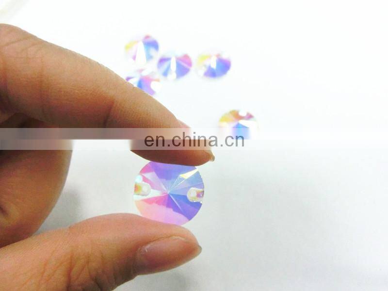 Crystal AB colorful round flatback crystals wholesale for shose making