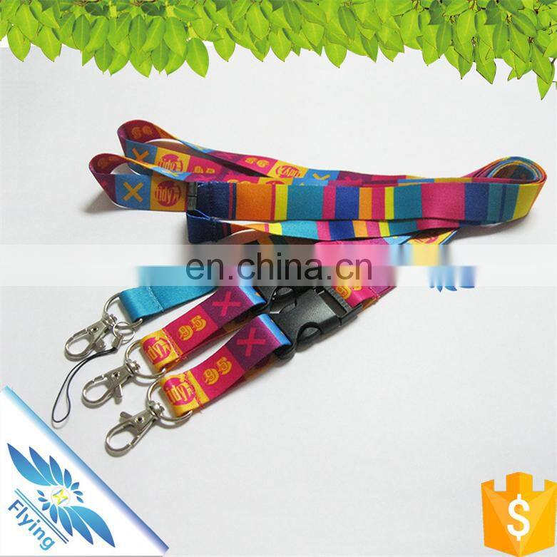 2017 polyester lanyards for sale lanyard heat transfer printed lanyards with thumb hook and buckle realese