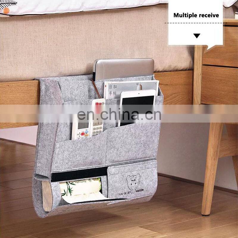 orange color super quality hanging organizer bag multi functional felt bedside storage caddy