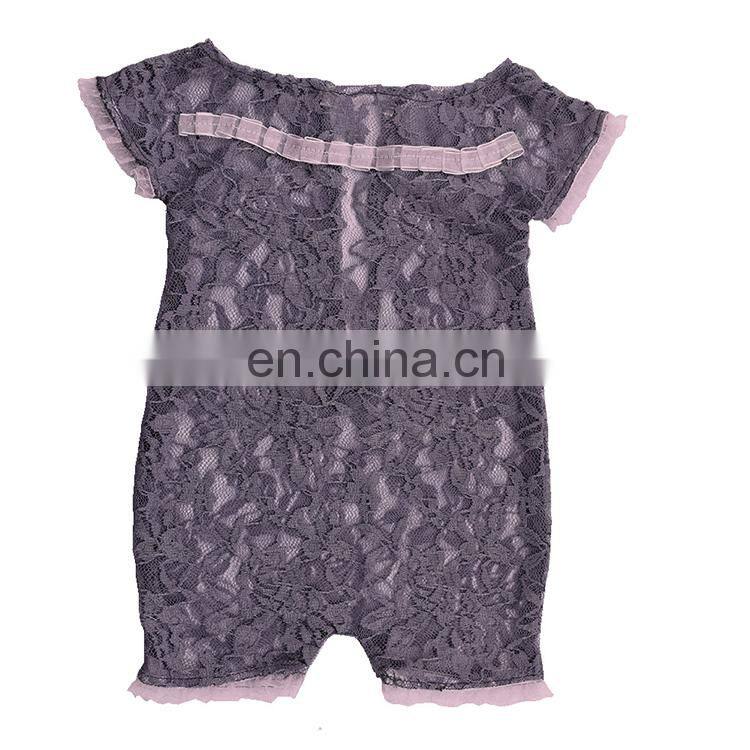 Summer newborn short sleeve lace romper photo prop baby bodysuit romper