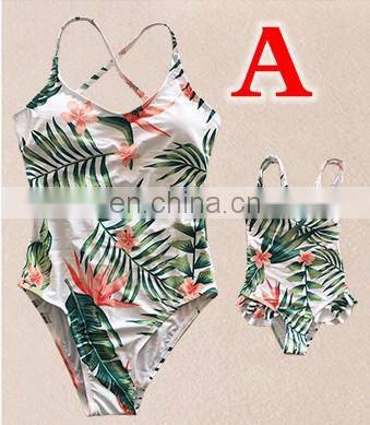 2019 SUMMER New Family Matching Mom Girls Bathing Suit striped floral Mommy and Me Swimsuit Swimwear Bikini set