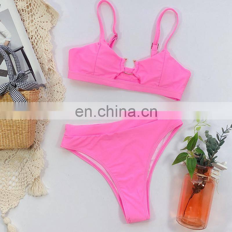 10 colors sexy Green leopard snake print bikini set solid plain color swimsuit Swimwear Female