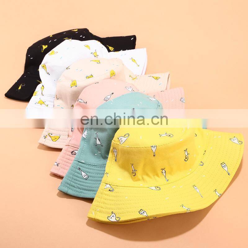 fishing cap Cartoon print hats Women bucket Hat out Cold sunscreen fisherman hats Hip hop casual caps