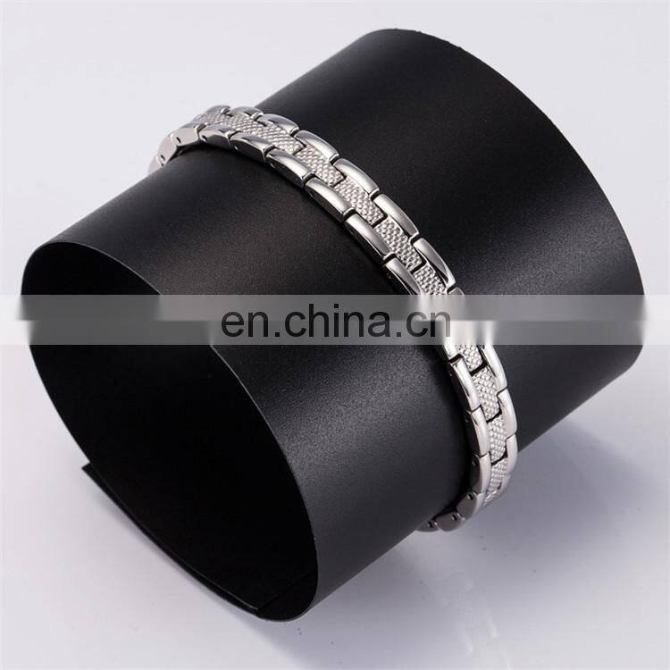Silver and gold plated stainless steel magnetic bracelet powerful mens magnetic therapy bracelet