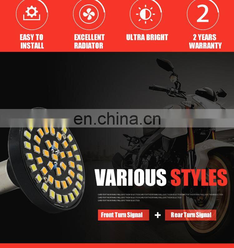 Waterproof 2 inch rear tail light 800lm front white and amber 1157 LED bullet style turn signal for motorcycle harley davidson