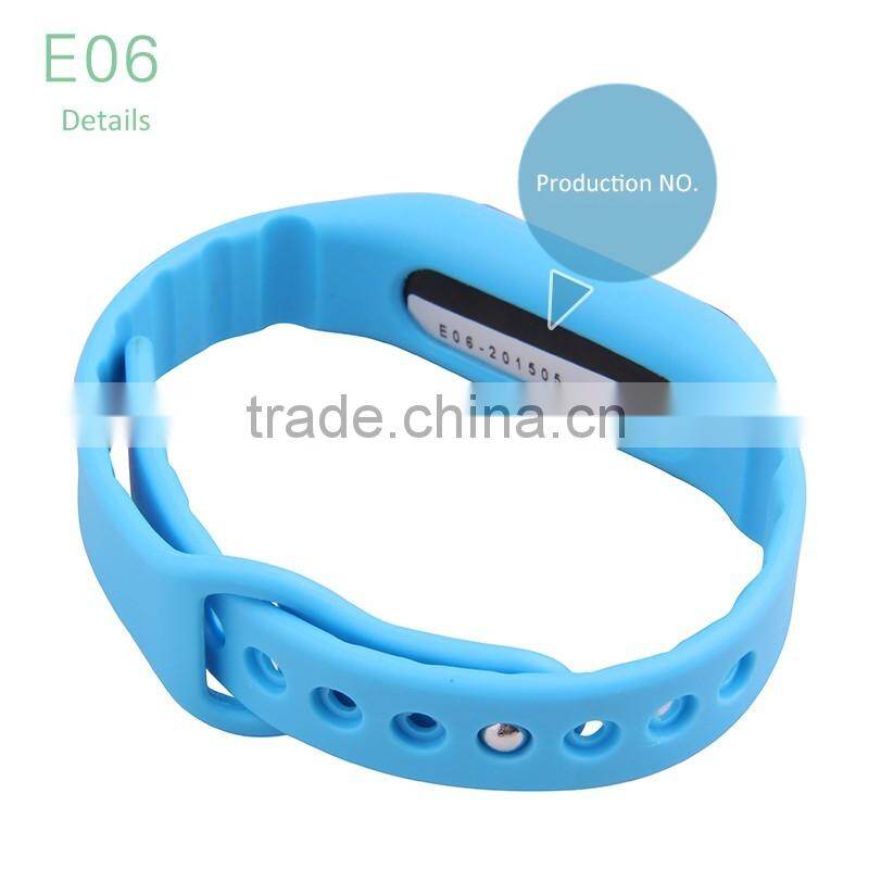 text message/Tracking motion/music play/Fine phon/sleeping monitor/Touch screen E06 Smart Bracelet