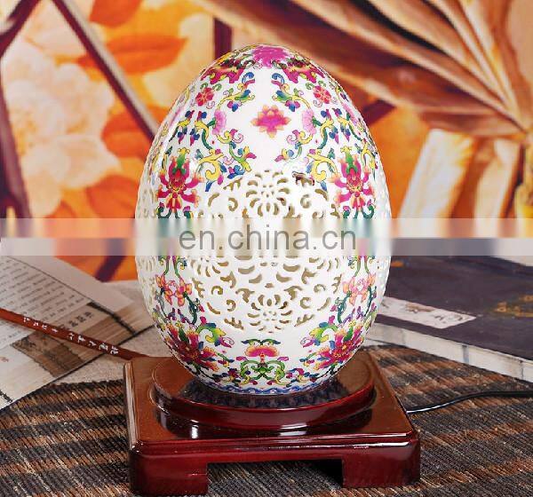 Special chinese ivory color glazed ceramic bedroom lamp