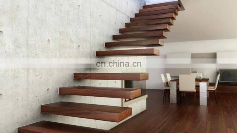 Invisible Wall Side Stringer Stairs Indoor Wood Staircase Design Diy Floating Stairs