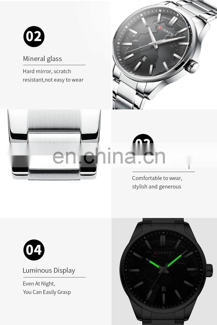 CURREN 8366 Japan Quartz Movt Men Brand Wrist Watches Stainless Steel Calendar Business Popular Military Watch