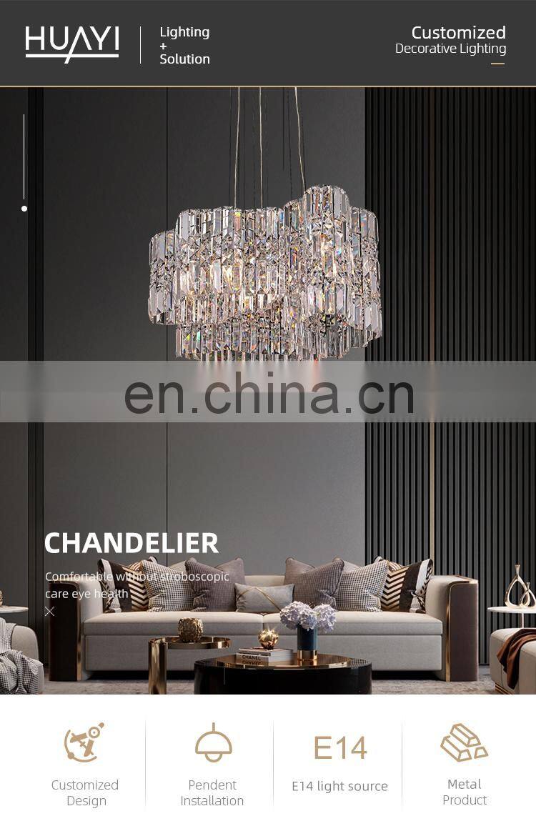HUAYI Modern Pendant Ceiling Lamps Crystal Chandelier Lights Hanging Light Fixture for Living Room