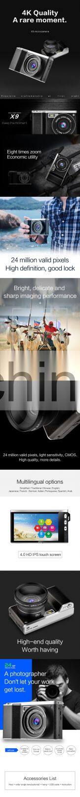 Factory high quality cheap 4k camera 4 inch touch screen photo video dslr digital camera 4K