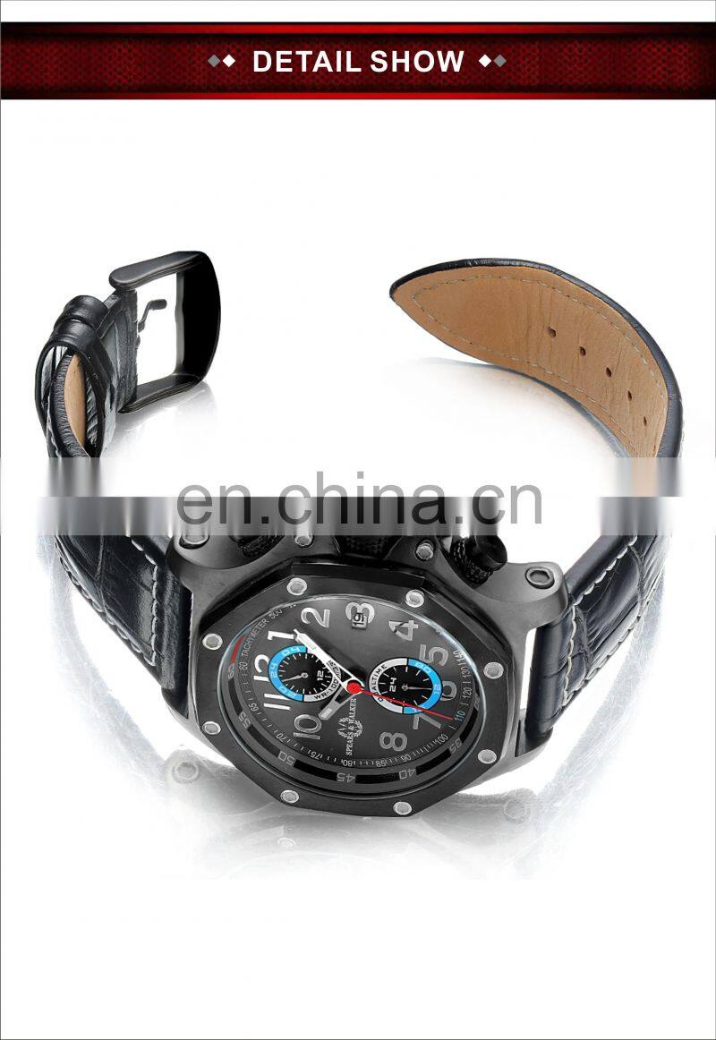 Japan movt quartz stainless steel back waterproof men leather oem watch