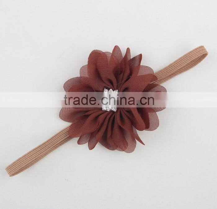 2015 new born baby chiffon elastic hairband headband flower accessories for babies MY-AD00017