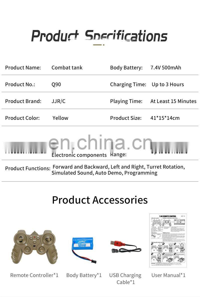 JJRC Q90 RC Tank KidToy Turret Rotation Military Battle Tank