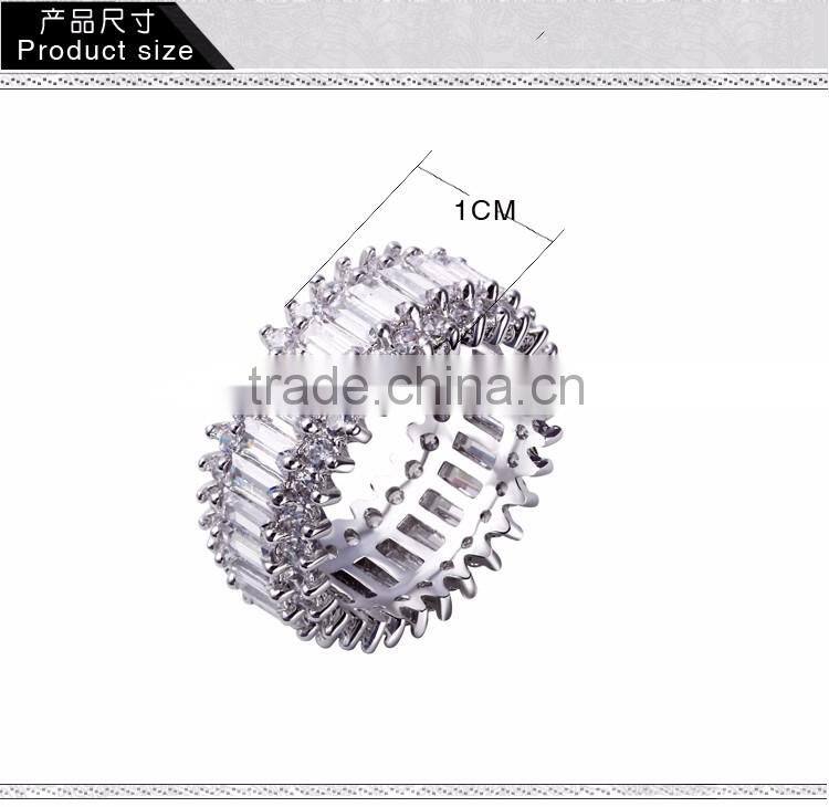 Thick Wedding Band Big CZ Crystals Rectangle Shape Deluxe Copper Women Ring