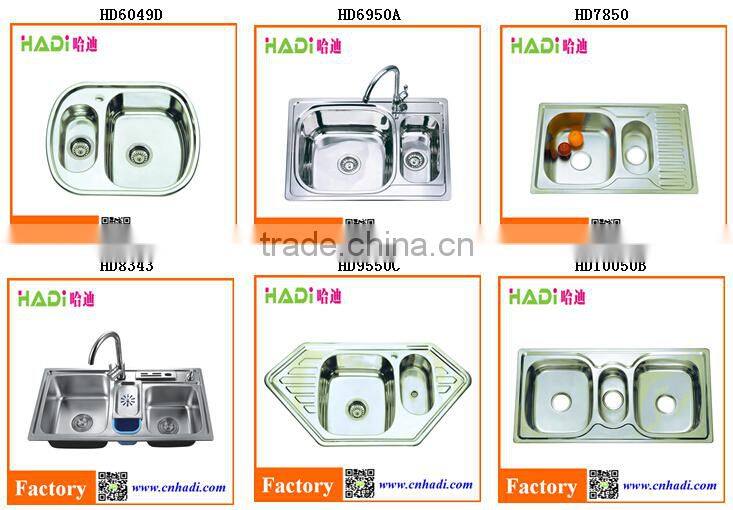 double bowl kitchen stainless steel sinks with drain boardHD7850