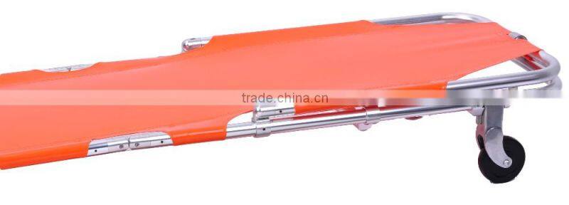 Ambulance folding stretcher with dual wheels adjustable back angle