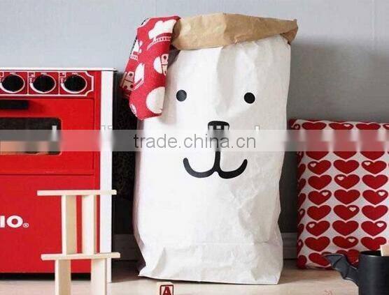 Foldable kraft animal storage bag for kids