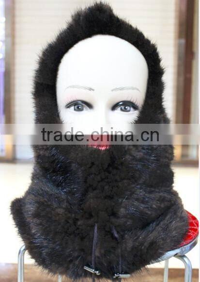 New Fashion Neck Warm Winter Hats Ladies Real Natural Mink Fur Knitted Hats Caps