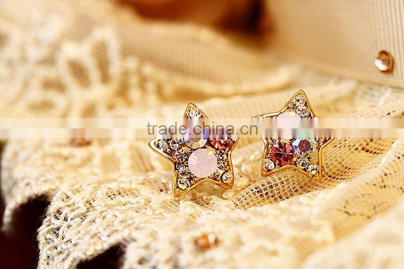 Fancy crystal star stud star shaped diamond earrings statement star earring