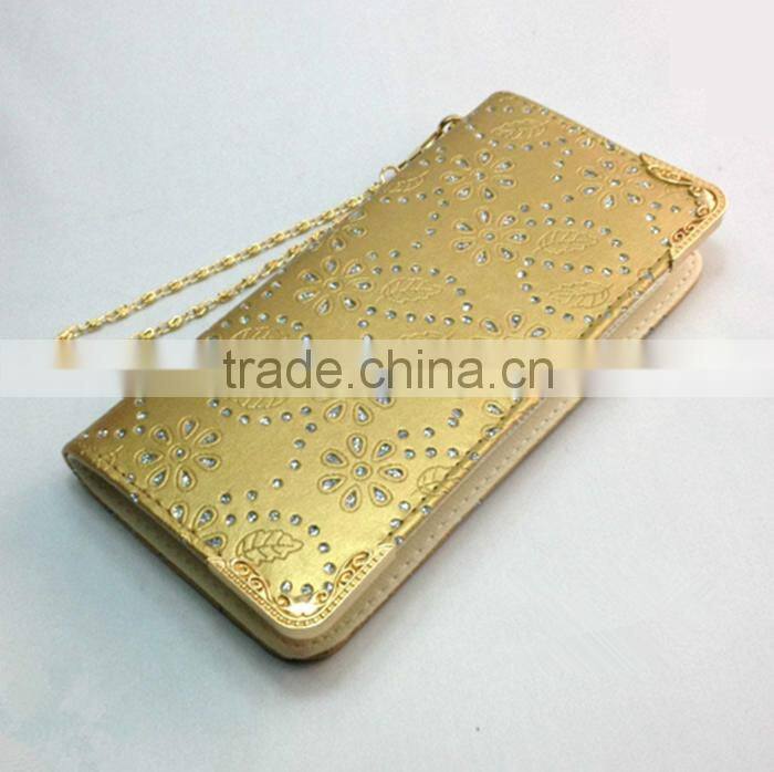 New eco-friendly pu diamond wallet ladies long style clutch purse