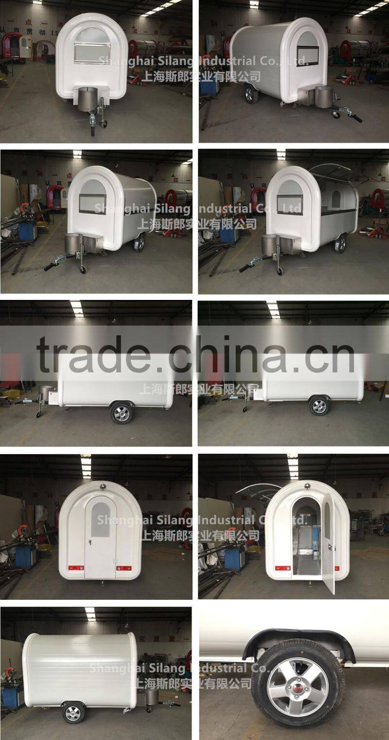 7.6*5.5ft white food cart trailer mobile food cart beach food truck hot dog Hamburg ice cream traction cart mobile food trailer
