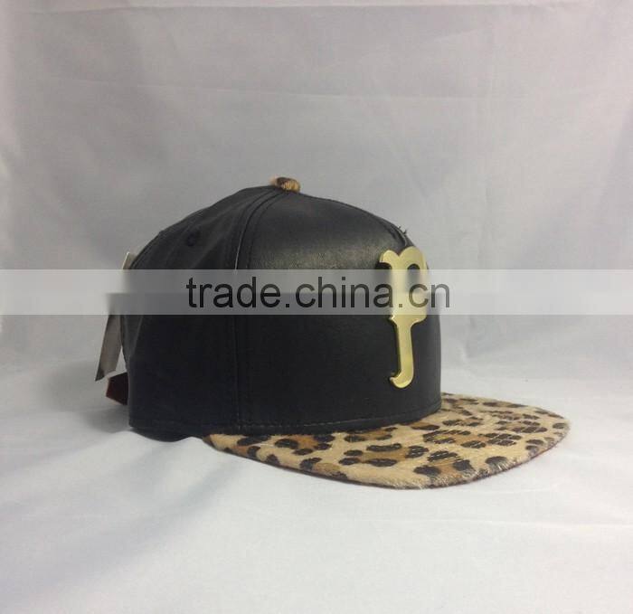 New stylish PU leather p fur snapback hat material for snapback cap