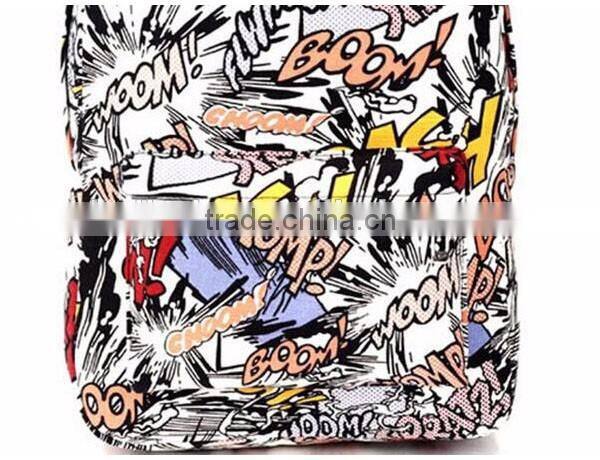 Hippie Facebook Canvas Backpacks Student School Bag Cartoon mc Print Rucksack Outdoor Travel Pack Graffit